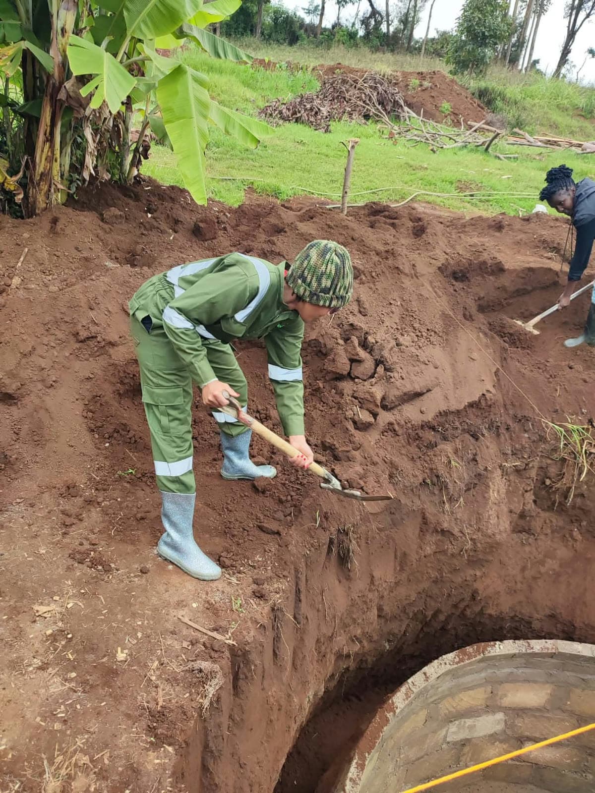 Trenching for the inlet and outlet pipes